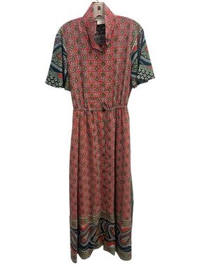 Gretchen Scott Red Paisley Floral Print Maxi Dress